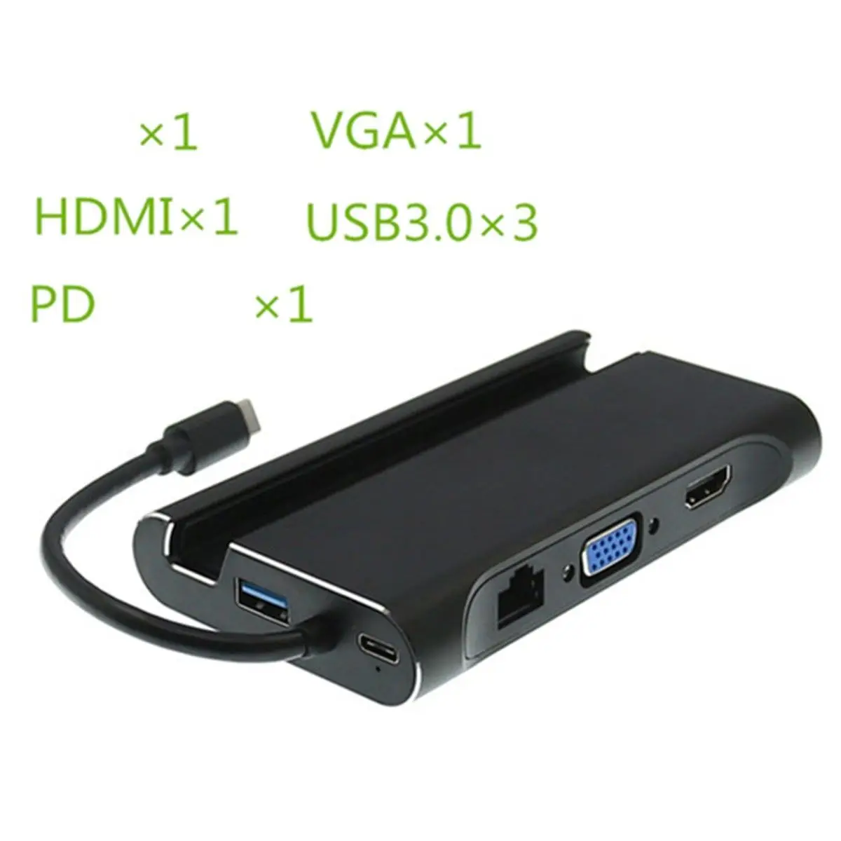 7In1 Usb C a 4 K Hdmi Vga Rj45 Ethernet Usb 3,1 puerto de tipo C adaptador de carga de Hub - 3