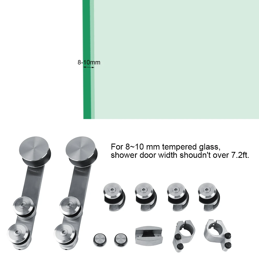 7.2ft душевая раздвижная дверь рельс шкив стеклянная дверь аппаратный Комплект Топ установленный вешалка трек из нержавеющей стали ролик для двери в ванную