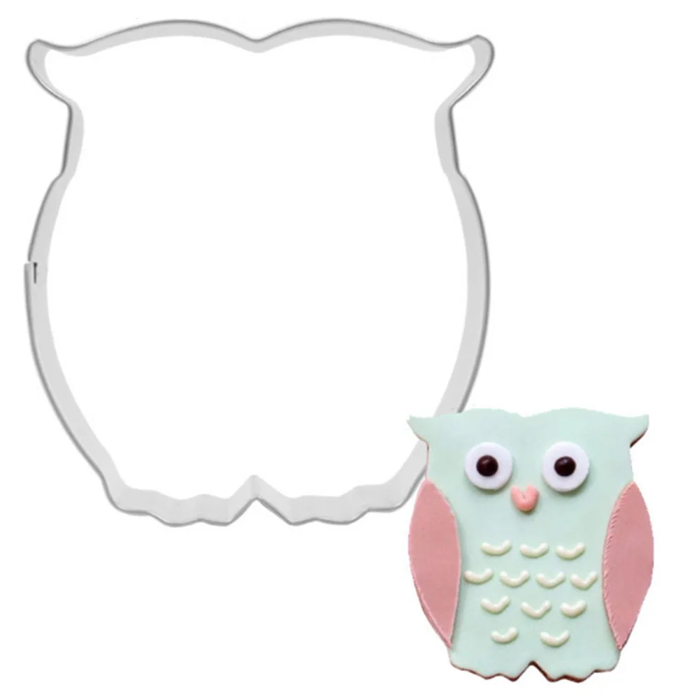 

Free Shipping 1pc Stainless Steel Biscuit Mould Owl Shape Fondant Cake Mold DIY Sugar Craft 3D Pastry Cookie Cutters Cake Tools