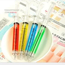 1 шт. Lytwtw's креативная оригинальная, в форме шприца своеобразная форма милые канцелярские пули 7 мм автоматическая многоразовая школьная шариковая ручка