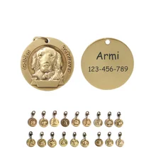 Гравировальная идентификационная бирка для собак, высокое качество, чистая медь, большие бирки для собак, индивидуальные бирки, 6211003 ошейник для домашних животных, аксессуары, украшение 3,5 см