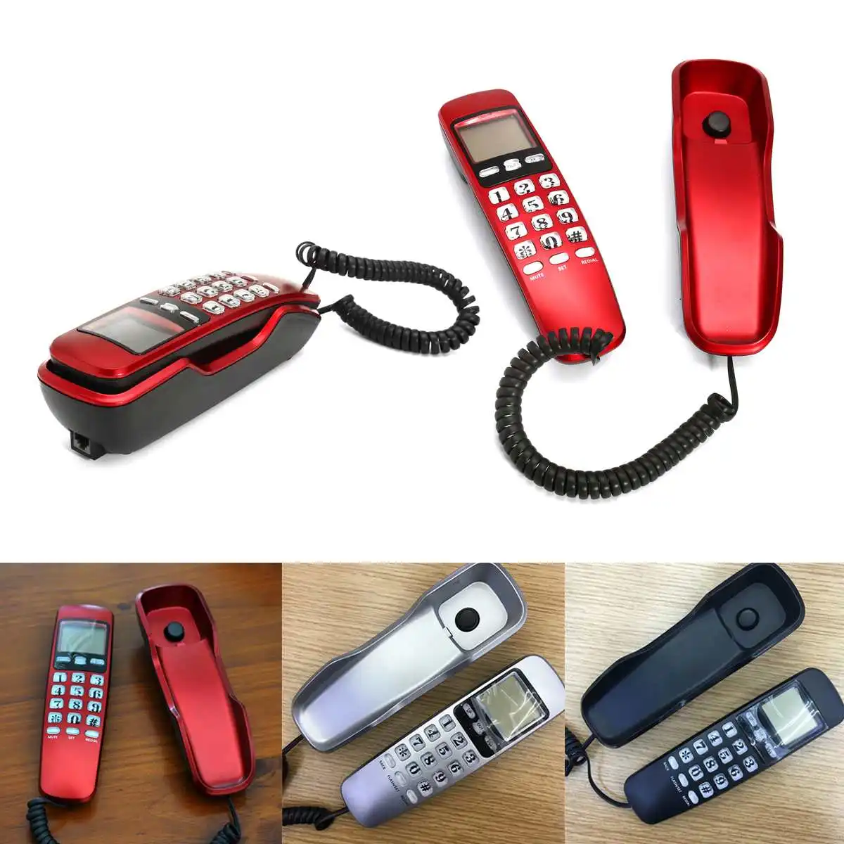 

3 Colors Wired Desktop Telephone Home Hotel Big Keys Incoming Caller ID LCD Display Landline Phone Office Electronics Accessory