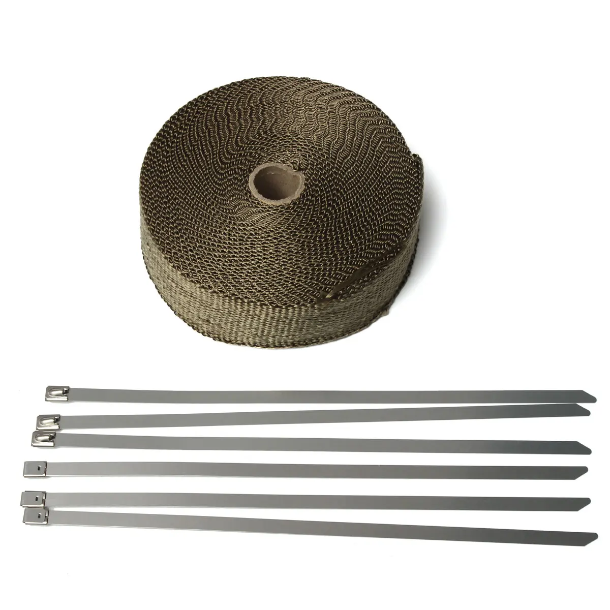 Günstige 15M * 50MM Thermische Auspuff Header Rohr Band Wärme Isolierende Wrap Band Feuerfeste Tuch Rolle Mit 6 Langlebig stahl Krawatten Kit