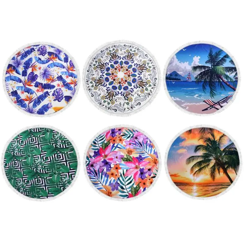 الرقمية الأزهار المطبوعة الشاطئ منشفة جولة مصنع هامش ستوكات منشفة استحمام التخييم حصيرة