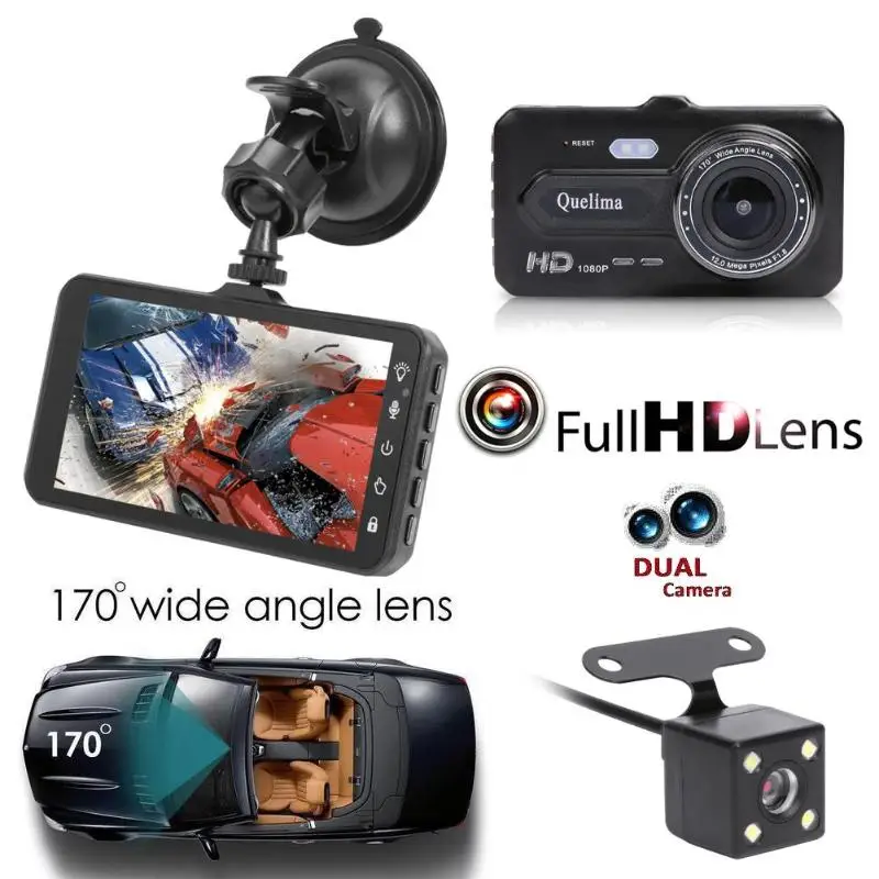 

4 Inch Touch Screen Auto Dash Camera Dual Lens Video Recorder HD 1080P Android Car DVR Camera Night Vision Parking Monitor Front