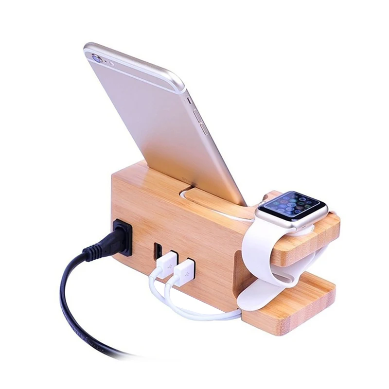 3-портовое Usb зарядное устройство для Apple Watch &amp Phone Organizer Stand держатель люльки 15 Вт 3A