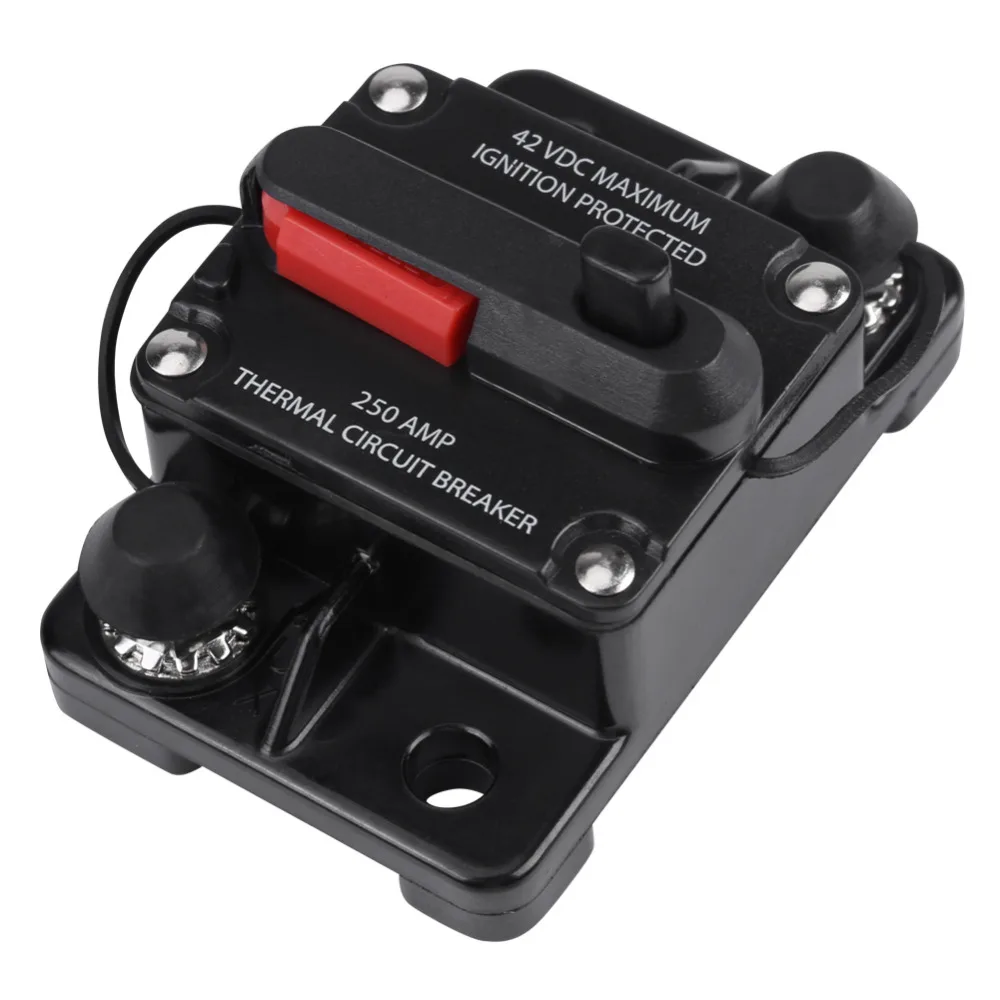 

DC12V-42V 50A-250A Circuit Breaker Car Audio Inline Overcurrent Protection Manual Reset With Waterproof Protective Cover
