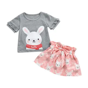 

Toddler Kids Baby Girls Clothes Rabbit T-shirt Tops+Tutu Skirt Dress Outfits Children Set Clothes 2PCS