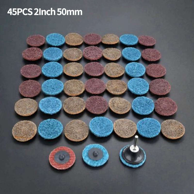 45pcs Rotary Coarse Medium Fine Sanding Wheel Pad + Mandrel For Die Grinder