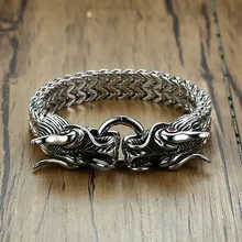 Vantage окисленный Дракон головы для мужчин браслет Нержавеющая сталь двойной Curban цепи стимпанк Викинг хоп шкатулка посылка