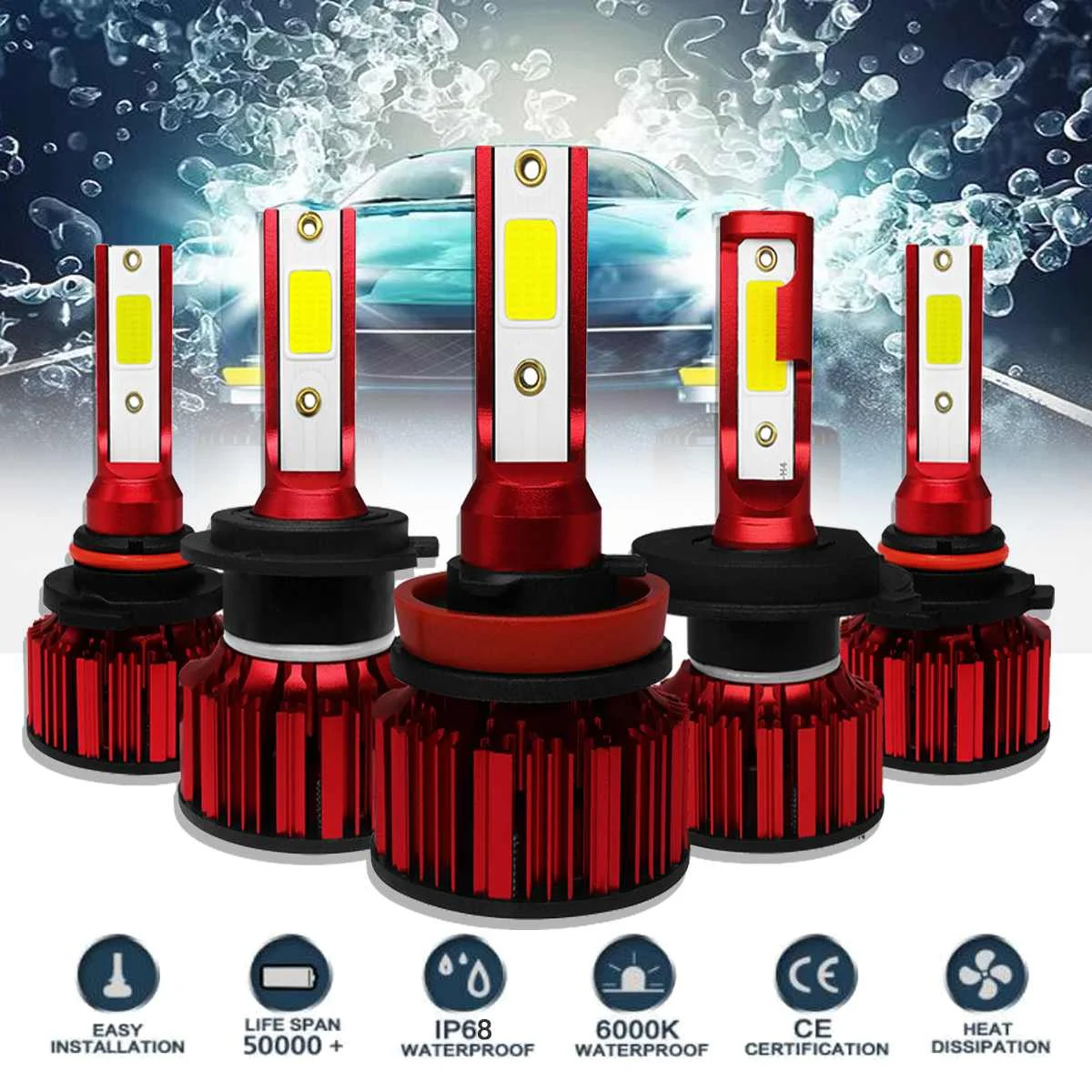 

Pair Car Headlight Bulbs 12V 200W 40000LM Automobiles Mini H4 LED H11 9006 led bulb h1 9005 H7 led canbus Q1 Car Headlights