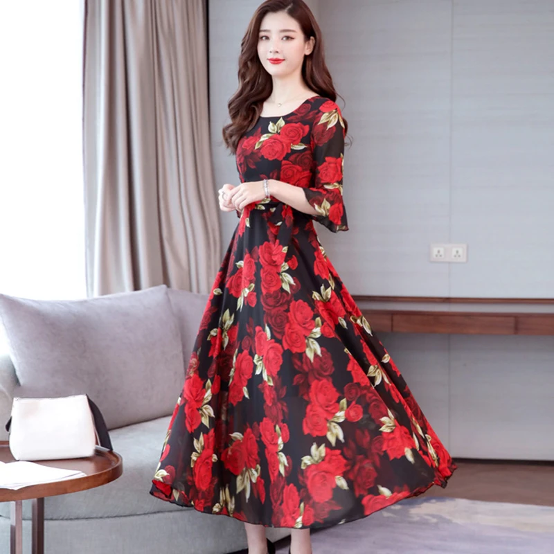 

Women Boho Floral Long Maxi Dress Evening Party Beach Summer Plus Size Sundress