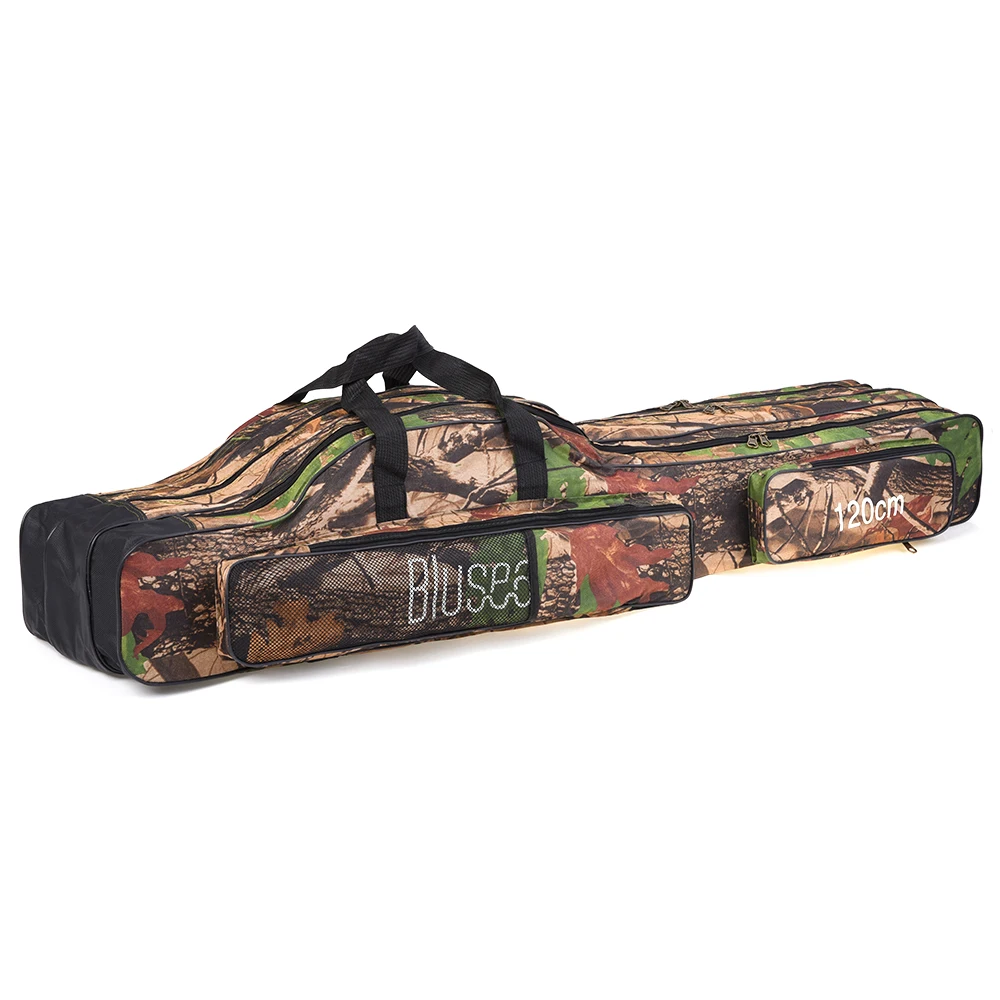 

Blusea Fishing Rod Bag 120cm/150cm 3 Layers Portable Folding Fishing Rod Reel Storage Bag Fishing Bag