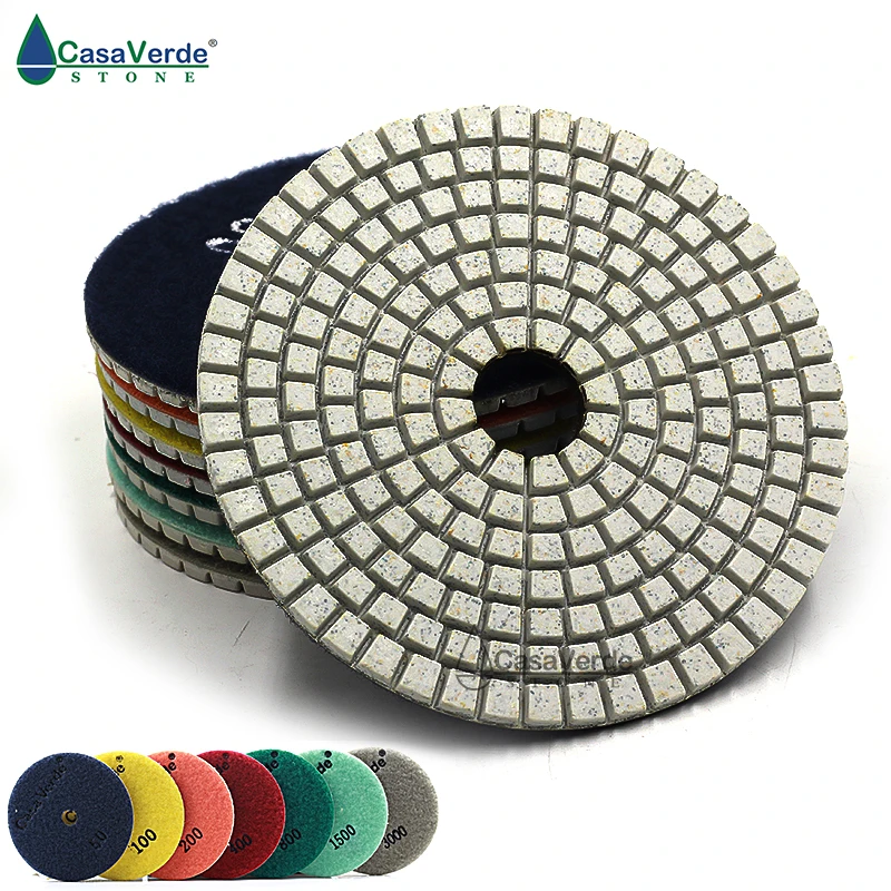 7pcs set dry or wet polishing 4 inch diamond polishing disc polishing pads 100mm for granite