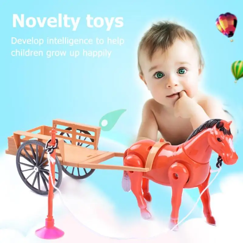 Новинка, электронный игрушечный костюм, электрическая Маленькая детская прогулочная лошадь, рисованная лошадью, автомобиль, тележка, поворотные игрушки, Вытяжная карета, подарки
