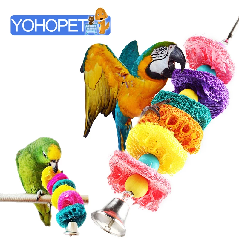 Natural loofah Parrot Stand birds toys pet Bird Chew Toys Parrot Bird