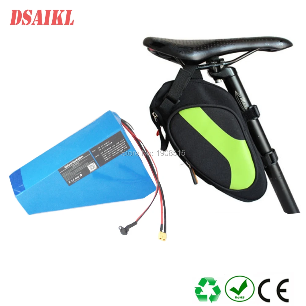 

Free shipping and EU US NO tax 36volt Triangle li-ion battery pack 36V 10.4Ah 11.6Ah 12Ah 13Ah 14Ah ebike battery with bag