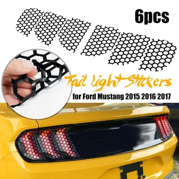

6Pcs PVC Car Rear Tail Light Lamp Cover Honeycomb Stickers Decoration Decal Sticker For Ford For Mustang 2015 2016 2017