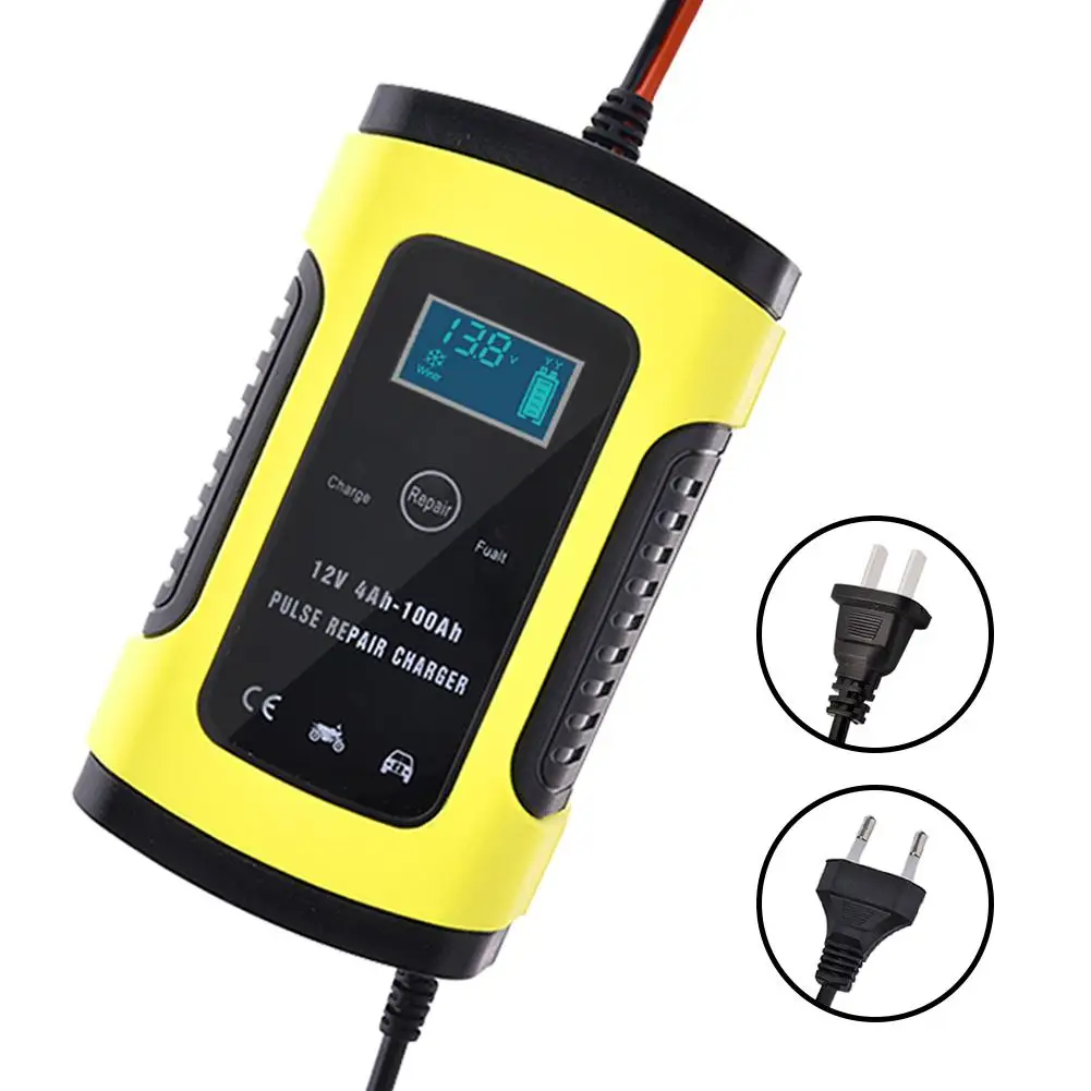 Car-styling 12V6A Motorcycle Car Battery Charger Fully Intelligent Universal Repair Type Lead Acid Storage Charger EU Automotive