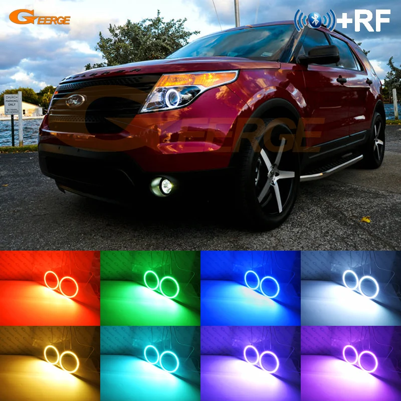 

For Ford Explorer 2011 2012 2013 2014 2015 RF Bluetooth Controller Multi-Color Ultra bright RGB LED Angel Eyes Halo Ring kit