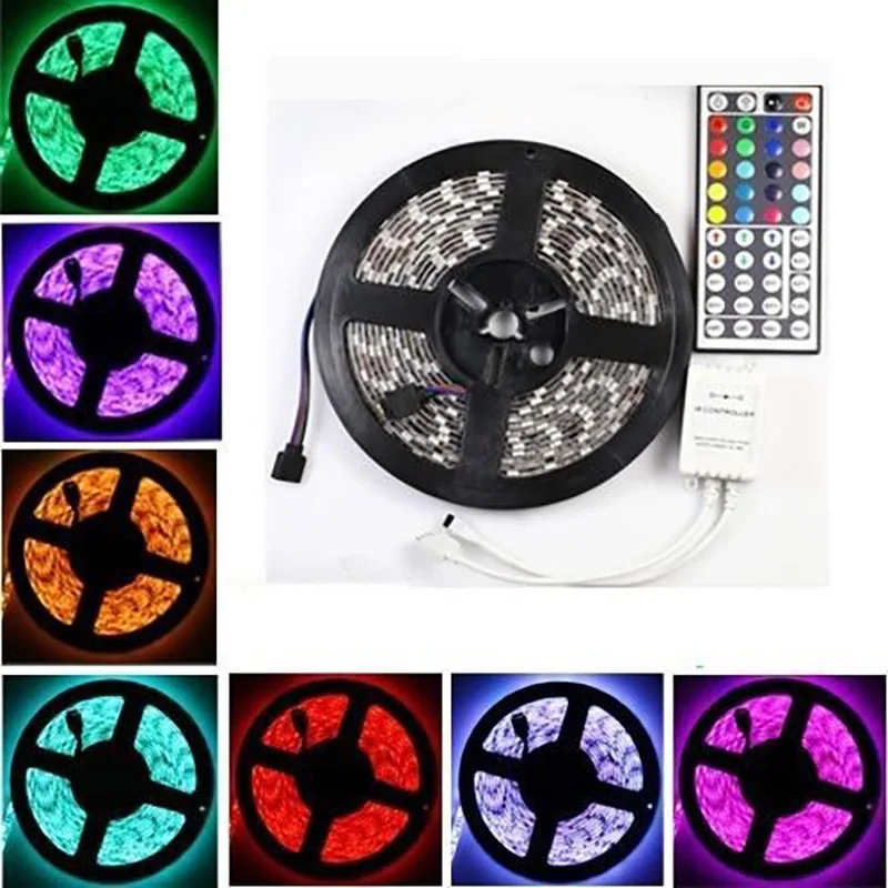 

CLAITE RGB LED Strip Light 5050 5M LED Light RGB Flexible LED Tape Diode Ribbon with 44 Keys Controller DC 12V Led Strip