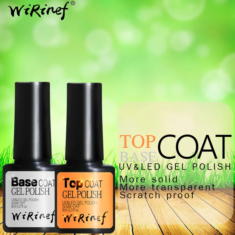 

WiRinef No Sticky Layer Transparent Color Top&Base Coat 8ml Nail Gel Polish Soak Off UV&LED Gel Matt Top Coat Nail Lacquer