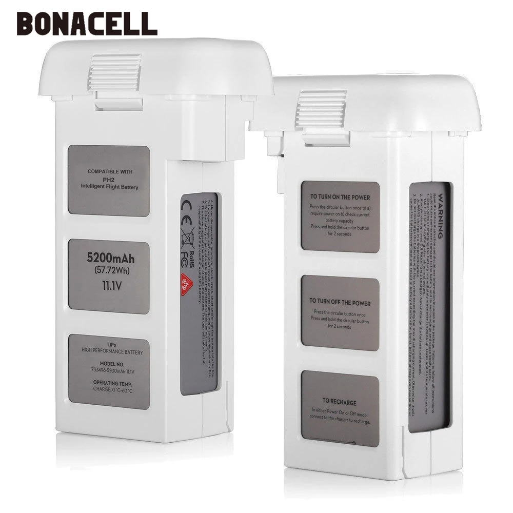 

Bonacell For DJI Phantom 2 Phantom2 11.1V 5200mAh Upgraded and Large Capacity Spare Battery Vision + Quadcopter L10