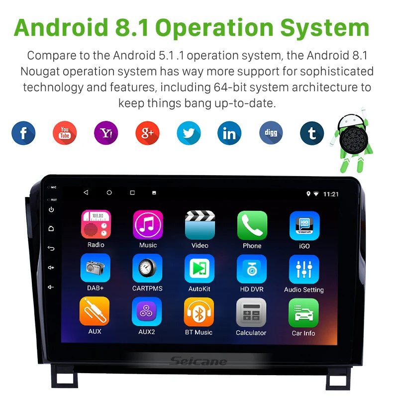 Flash Deal Seicane Android 9.0 Car AutoStereo GPS Navi 10.1 inch for 2006-2015 TOYOTA Sequoia Support Steering Wheel Control Carplay 1