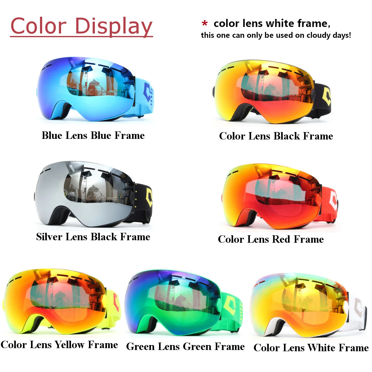 silver lens ski goggles