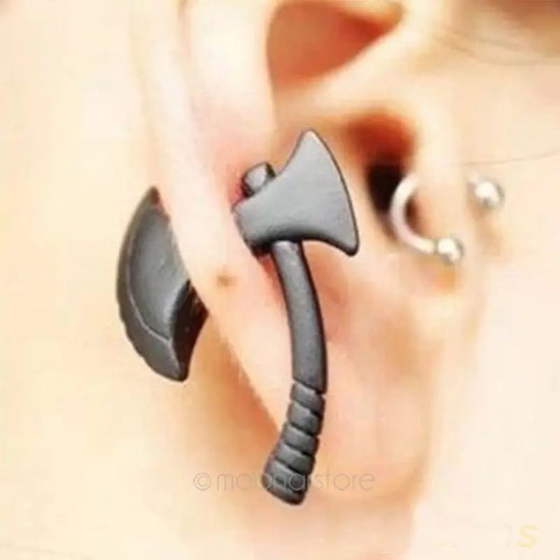 

1Pc Cool Fashion Punk Rock 3D Axe Hatchet Earring Unique Ear Stud Body Piercing
