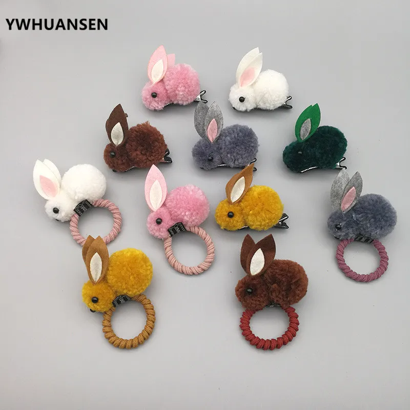 YWHUANSEN 2 шт./лот маленькие милые трехмерные плюшевые заколки для волос с кроличьими