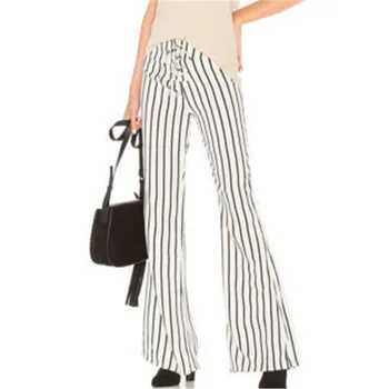 

New Fashion Women Palazzo Pants Stripe High Waist Casual Wide Leg Holiday Loose Trousers