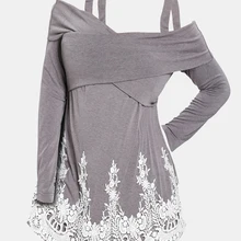 Wipalo размера плюс крест-накрест аппликация на футболку женские Топы женские повседневные с длинным рукавом Лоскутная футболка Пуловеры Женская одежда