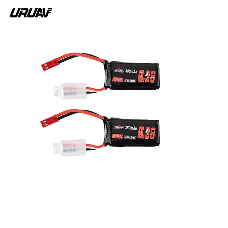 

2PCS/4PCS URUAV 7.4V 380mAh 50C/100C 2S Lipo Battery & JST Plug for RC Drones FPV Quadcopter Power Charging