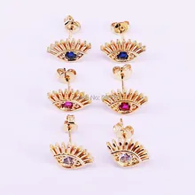 10 пар золото Цвет для женщин Мода микро проложили сверкающие Циркон глаз серьги гвоздики