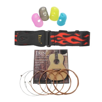 

Acoustic Guitar Strap Guitar Strings Set Folk Guitar Accessories Kit with Finger Protectors for Guitar Beginners