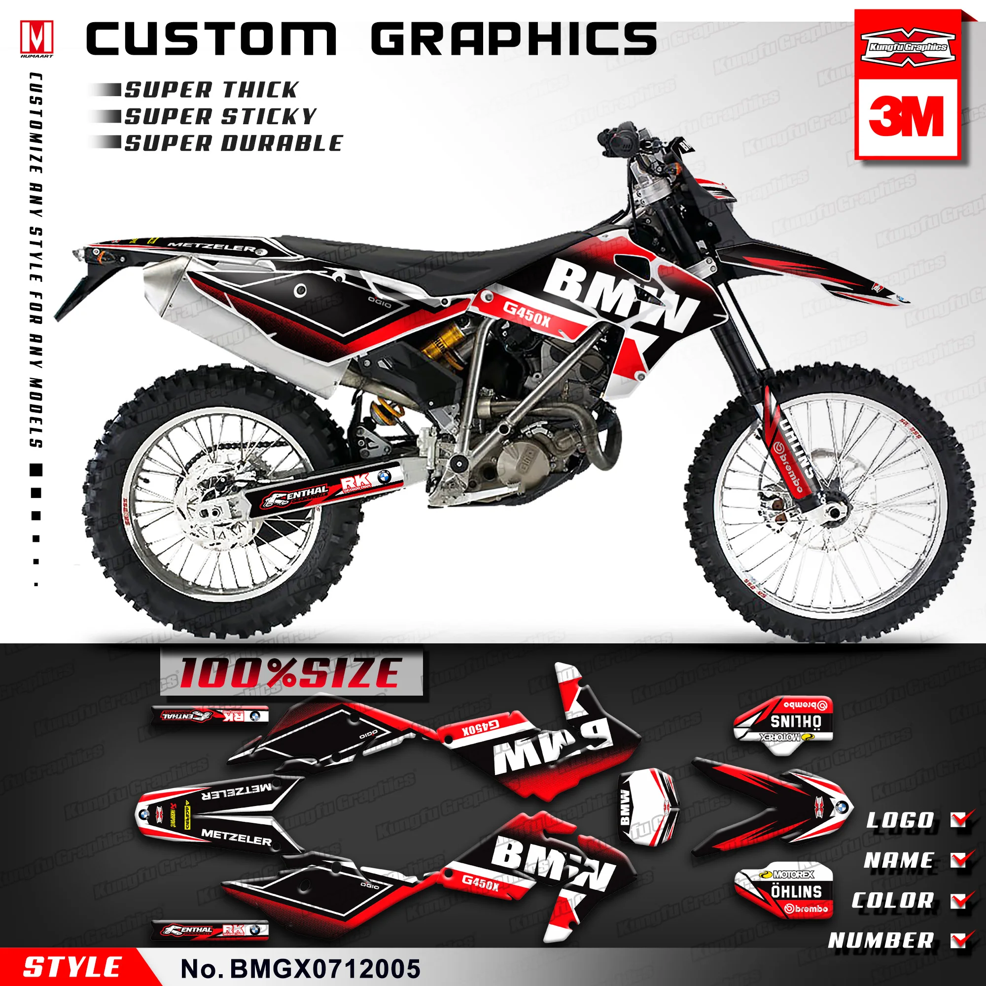 И рисунком кунг-фу Графика Cross Racing наклейки Набор наклеек для BMW G450X G 450X2007 2008 2009 2010