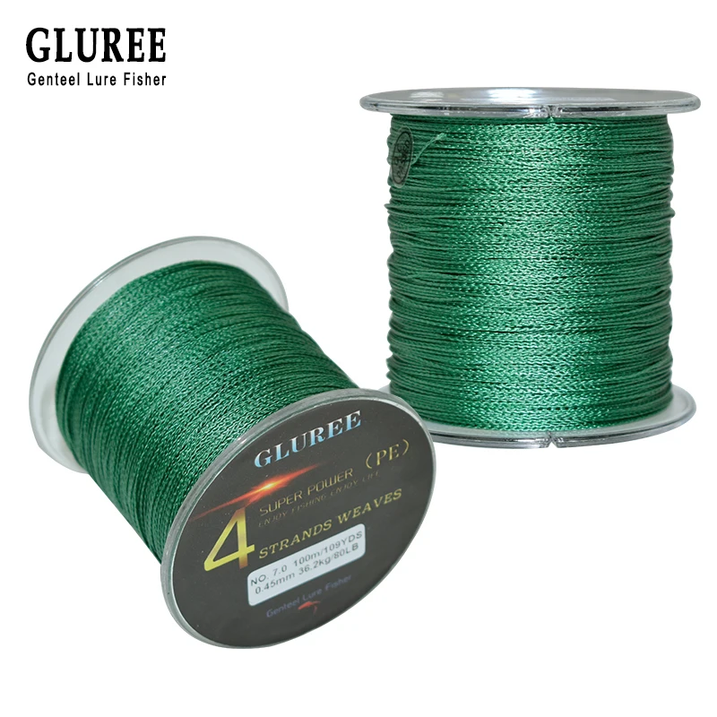 GLUREE Mainline4 подставки PE плетеная рыболовная леска 100м 109 ярдов 100% 8 150LB многонитевая