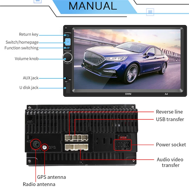 Zeepin 7 ''android системы Автомобильный мультимедийный плеер 2 Din AM FM стерео радио