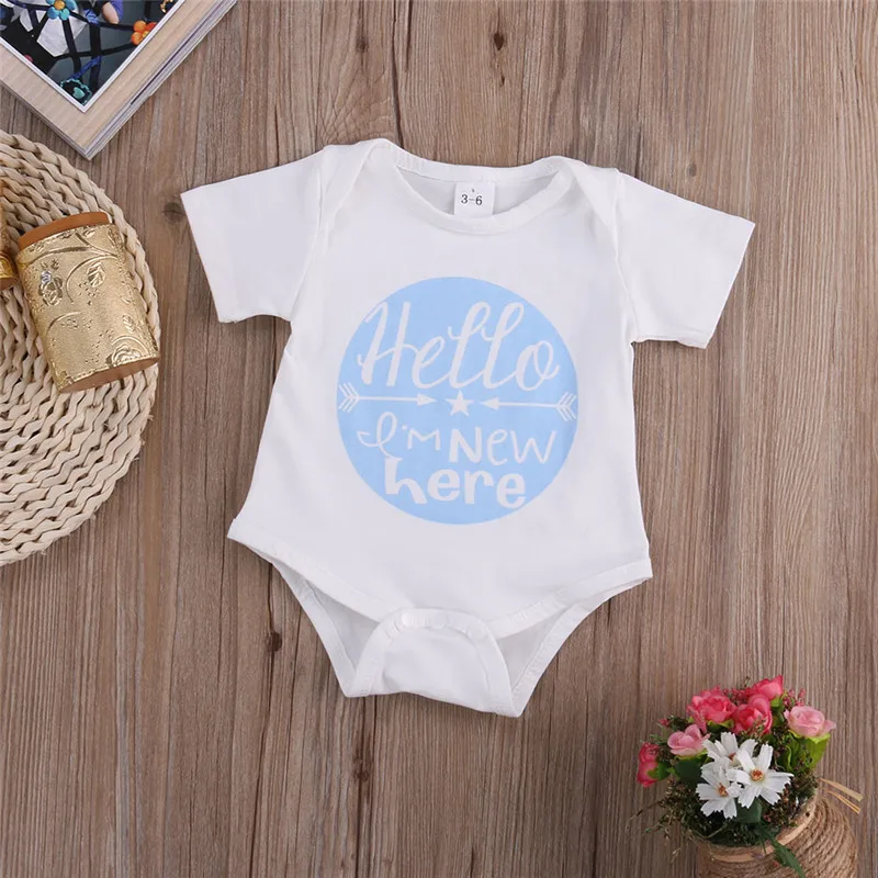 

Letter Printed Newborn Toddler Baby Kids Rompers Summer Baby Girls Boy Clothing Short Sleeve Rompers Jumpsuit Playsuit 0-12M