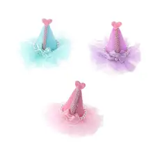 3 шт Очаровательная Милая кошка собака домашнее животное День Рождения Hat Shaped заколки для волос(фиолетовый, зеленый и розовый