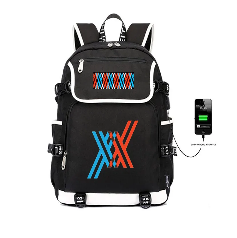 

anime DARLING in the FRANXX Backpack USB Charge Teenage Laptop bag shoulder travel bag student book bag women men Backpack