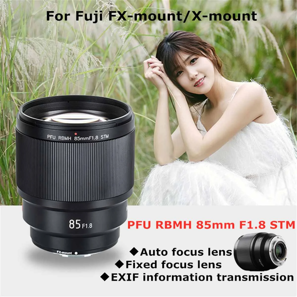 

Fixed Focuses Lens X-Mount 85mm F1.8 Large Aperture Auto Focuses Lens For Camera Lens