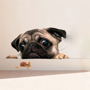 

1PC 20*30cm Cute Funny 3D Pug Dogs Watch Snail Car Window Car Body Decal Cute Pet Puppy Laptop Car Sticker Car Decal Decor