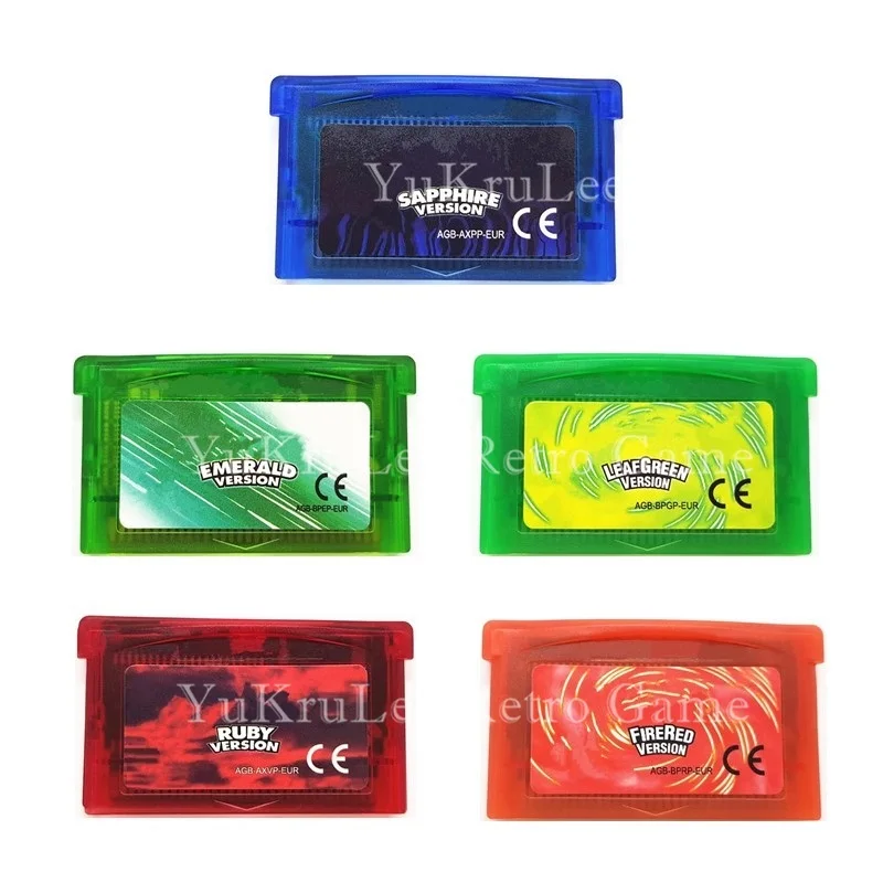 

Video Game Cartridge Card Emerald Leaf Green Fire Red Ruby Sapphire for 32 Bit Game Console Muilt-Language Version