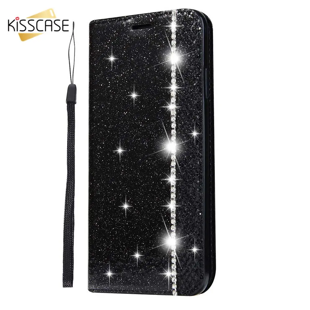 Чехол KISSCASE Girly Bling Glitter Big diamond для iPhone 8 7 X с отделениями карт 6 6S Plus XS XR MAX
