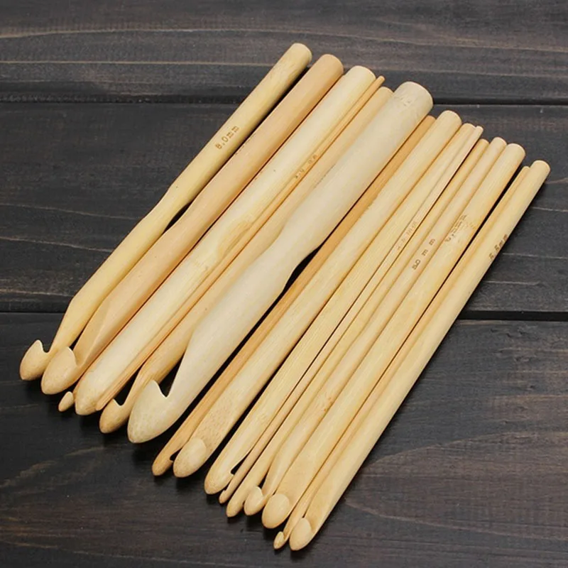

2019 New Arrival 16 Sizes Set 6" Bamboo Knitting Weave Needle Crochet Hooks Craft Tool 2.0-12.0mm Hot Sale