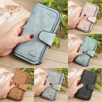 

Women's wallet fashion classic solid color long clutch bag PU leather card package