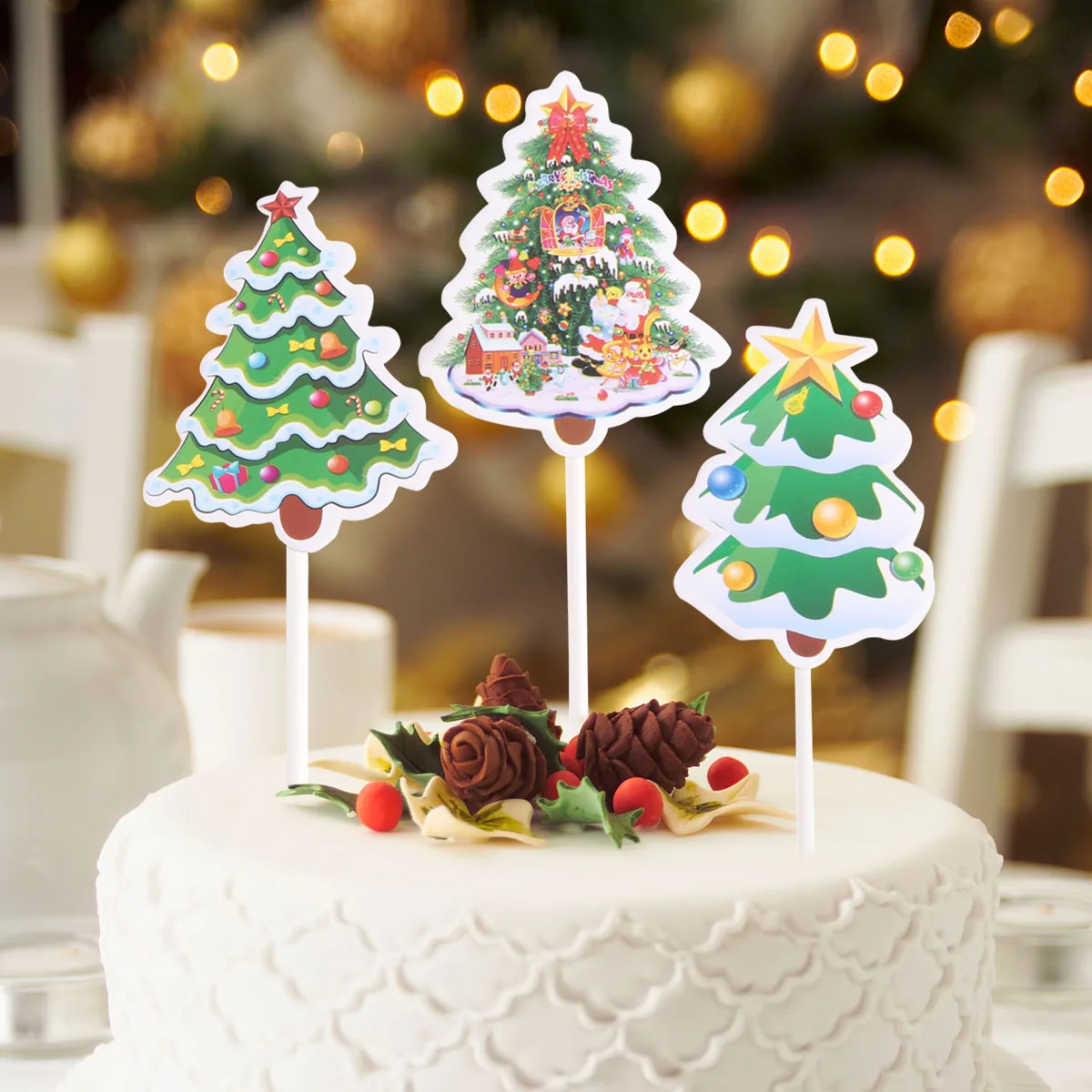 Cupcake Toppers 10pcs Cake Paper Christmas Tree Cake ...