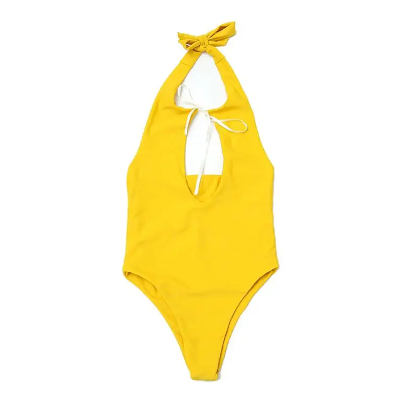 Ladies Solid Color One-Piece Sports Bodysuits Women Beach Beach Sexy Backless Yellow Halter Spandex Nylon Soft Sports Bodysuits Ladies Solid Color One-Piece Sports Bodysuits Women Beach Beach Sexy Backless Yellow Halter Spandex Nylon Soft Sports Bodysuits